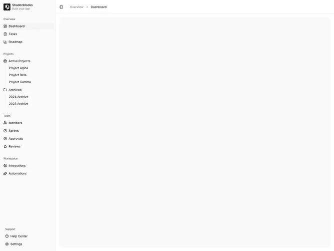 Shadcn Sidebar 3 block