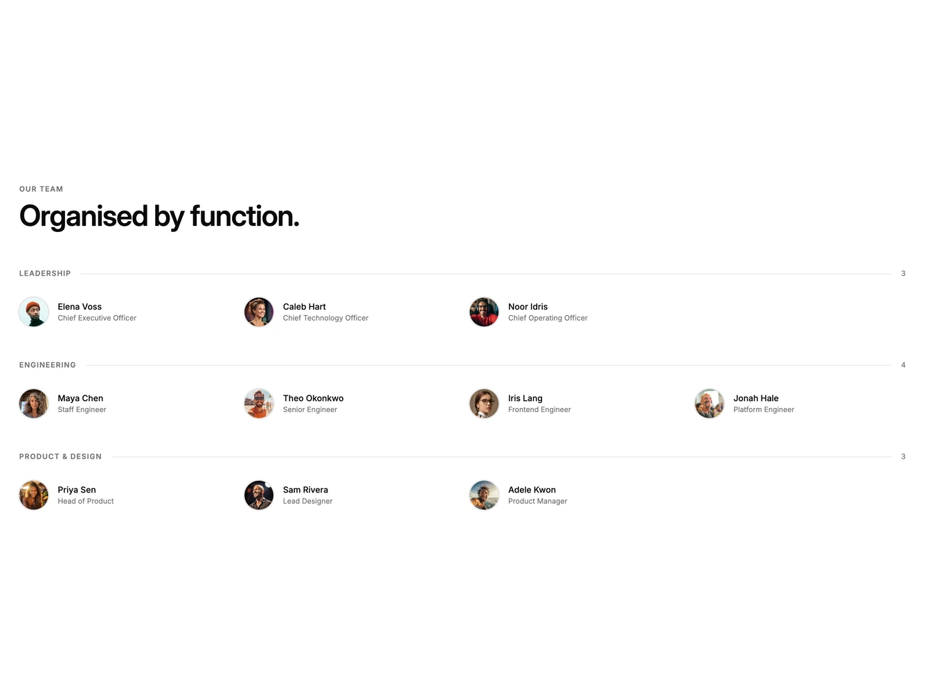 Shadcn Team 48 - Team directory by department