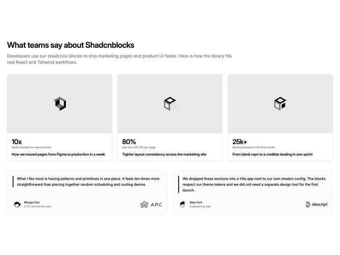 Shadcn Testimonial 34 block