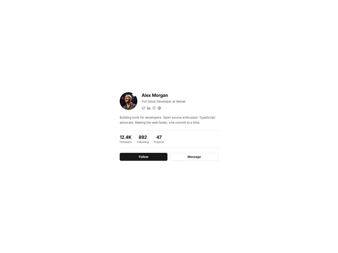 Shadcn User Profile 2 - Profile with Stats