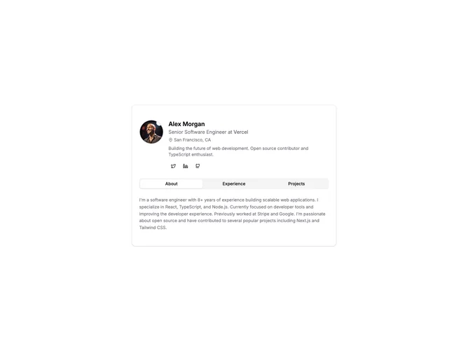 Shadcn User Profile 6 - Profile with Tabs
