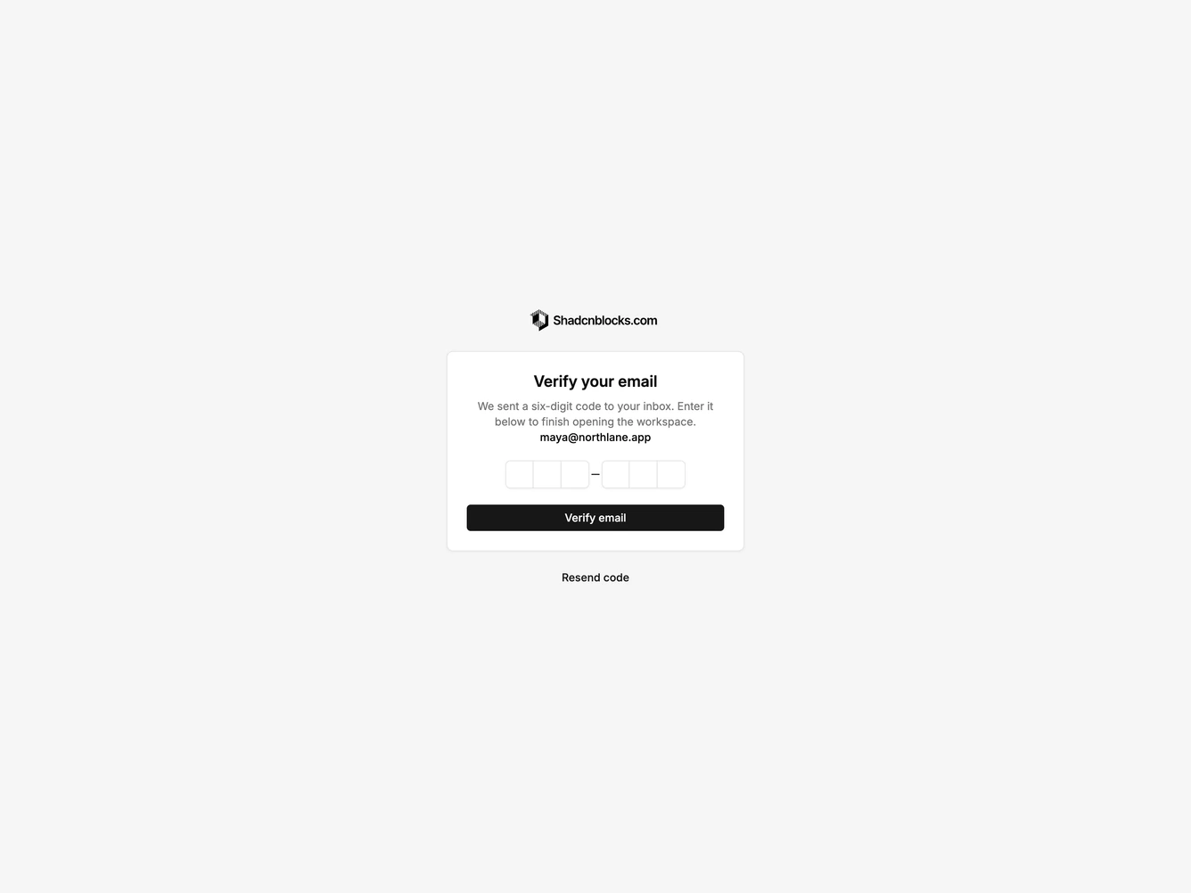 Shadcn Verify Email Blocks