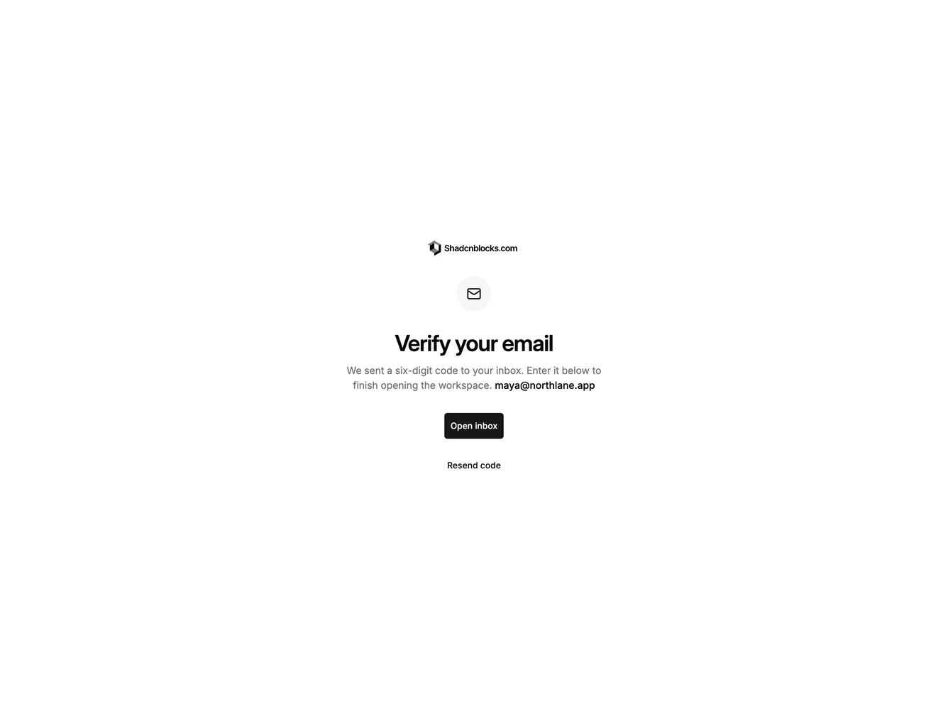 Shadcn Verify Email 3 - Verify email inbox prompt