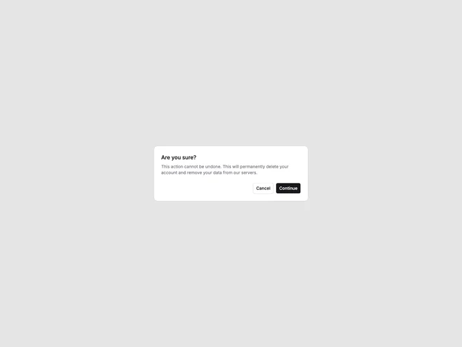 Shadcn Alert Dialog Confirmation 1 component