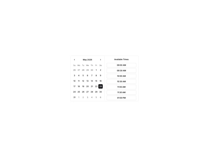 Shadcn Calendar Standard 3 component