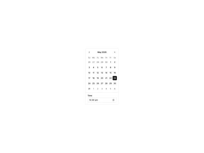 Shadcn Calendar Standard 4 component