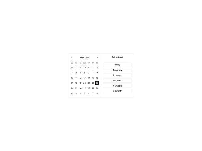 Shadcn Calendar Standard 5 component