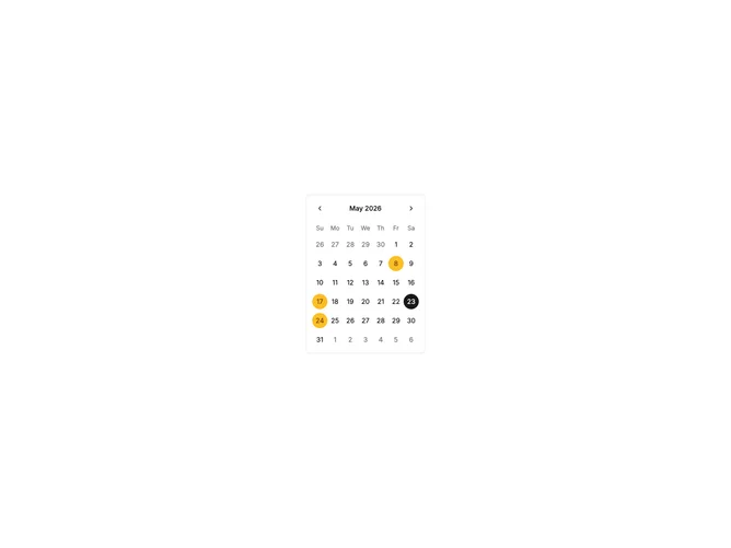 Shadcn Calendar Standard 8 component