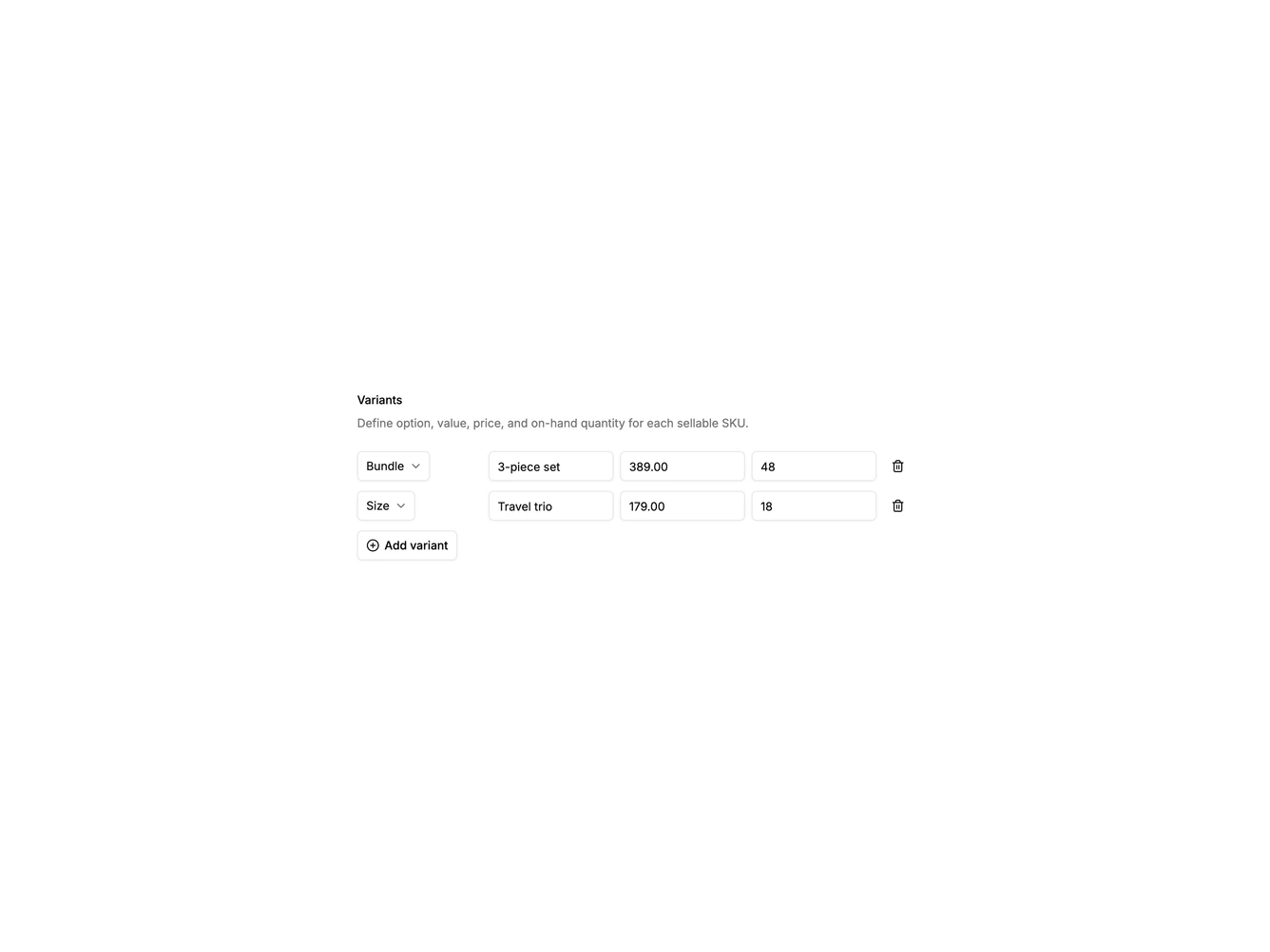 Field Product Admin 2 - Repeatable option rows