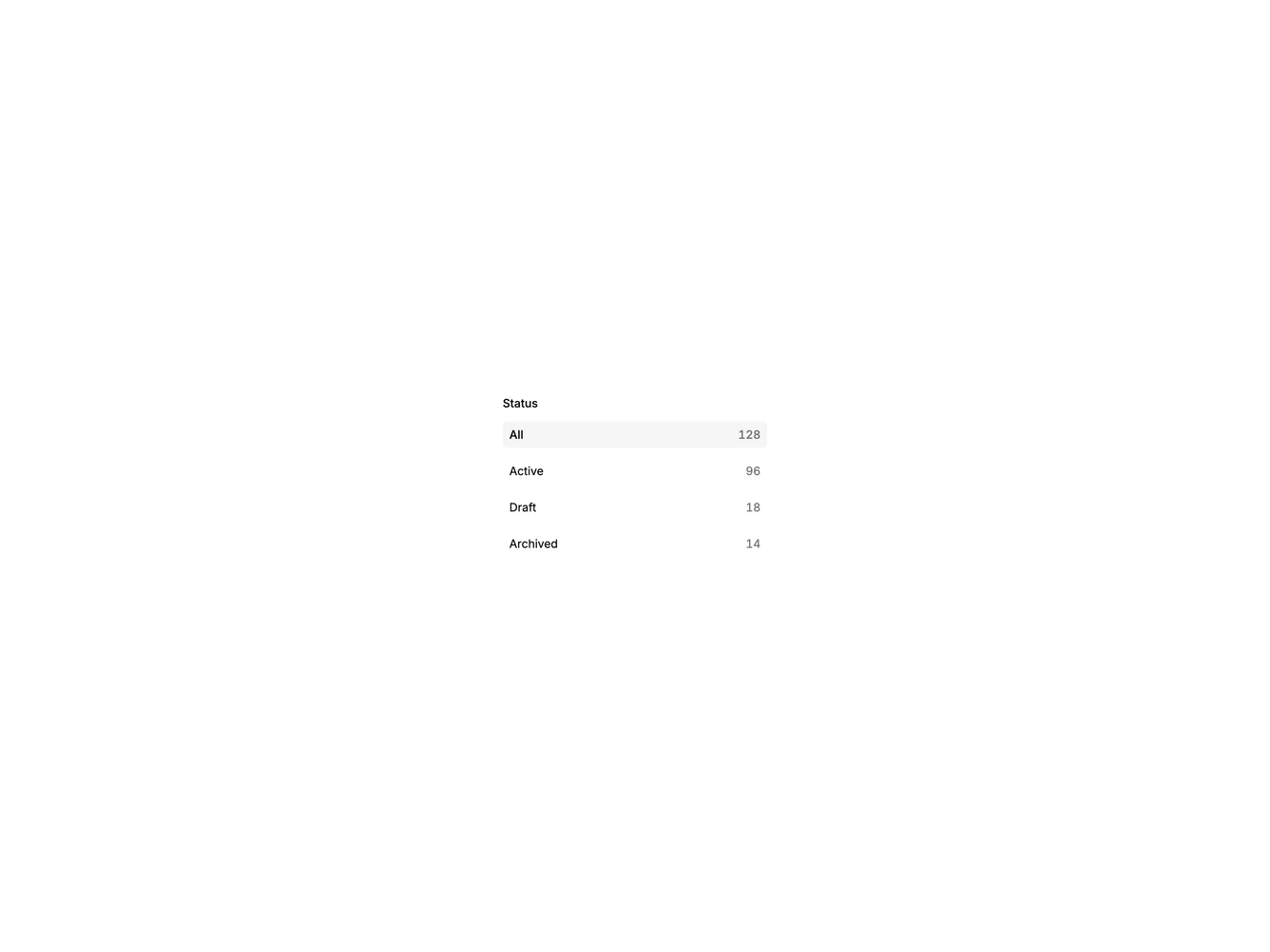 Filter Panel Status 1 - Status count filters