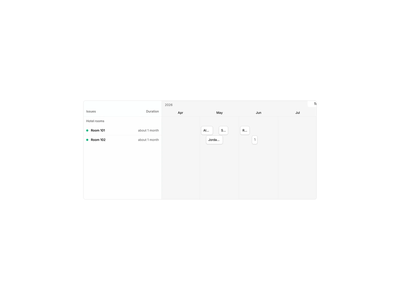 Shadcn Gantt Row 1 component