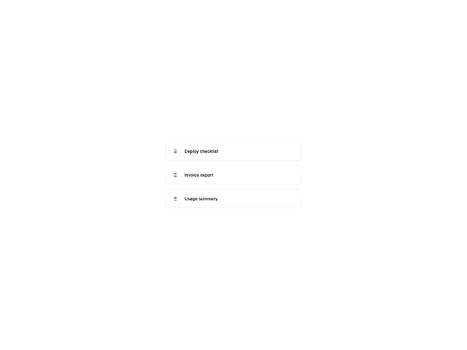 Shadcn List Drag Handle Leading component
