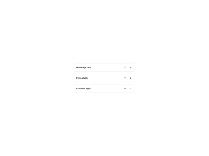 Shadcn List Manual Reorder component
