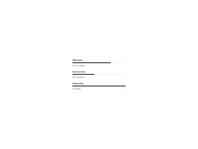 Shadcn List Stacked With Progress component