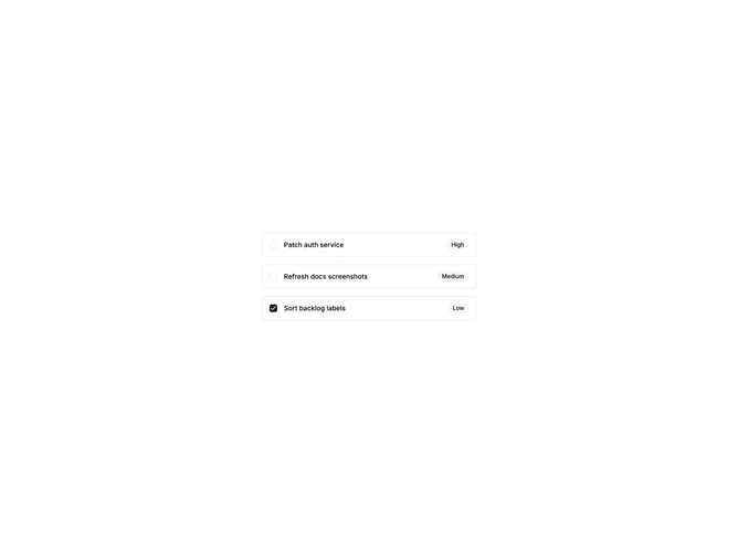 Shadcn List Todo With Priority component