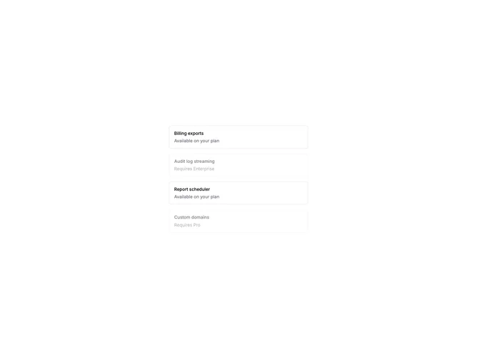 Shadcn List With Disabled Rows component
