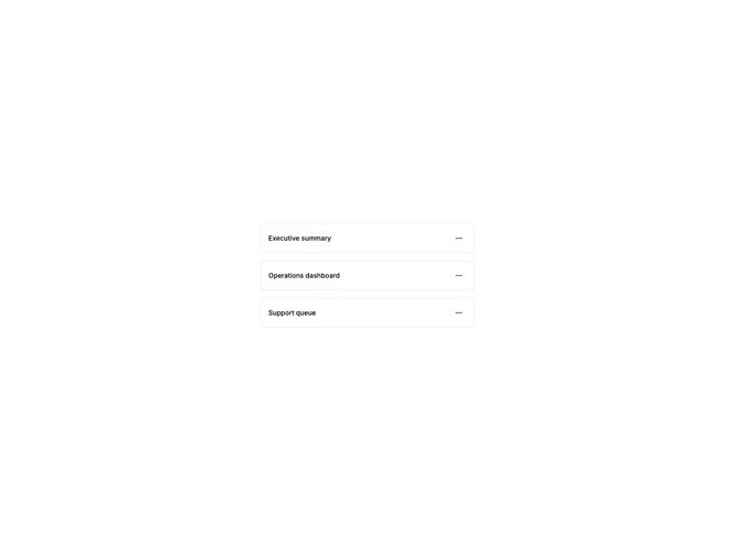 Shadcn List With Row Menu component