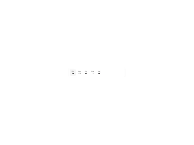 Shadcn Mini Calendar Standard 1 component