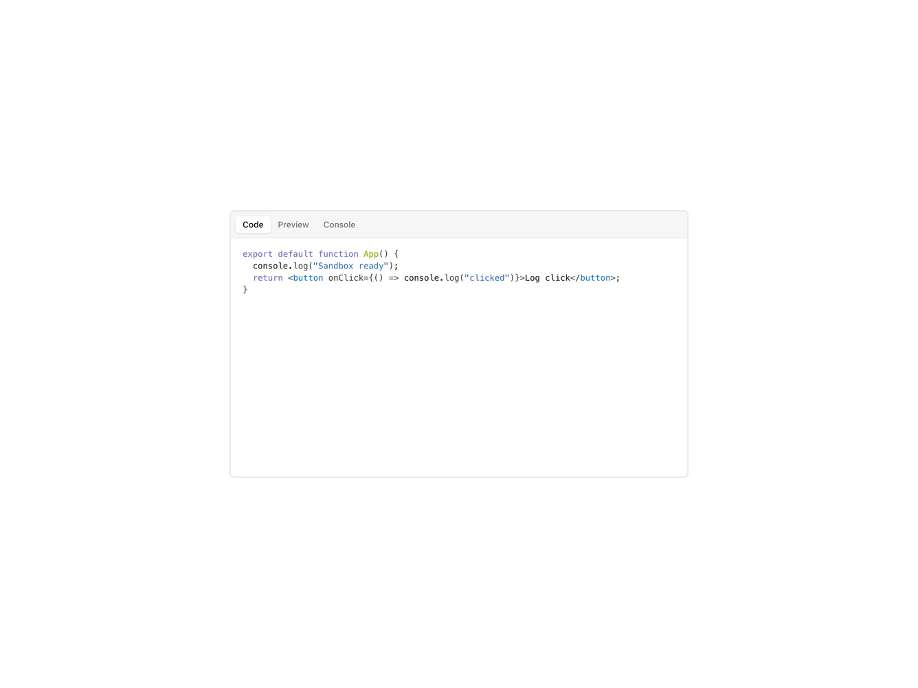 Shadcn Sandbox Console 1 component