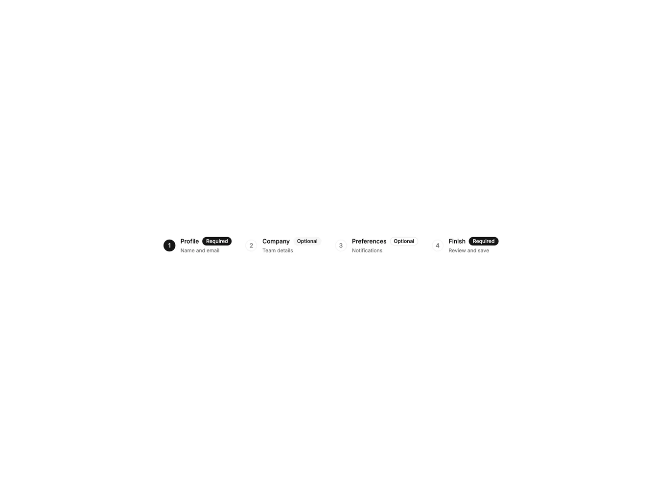 Shadcn Stepper Badge 1 component