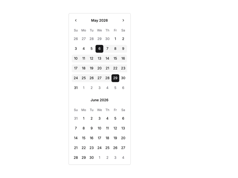 Shadcn Calendar Components