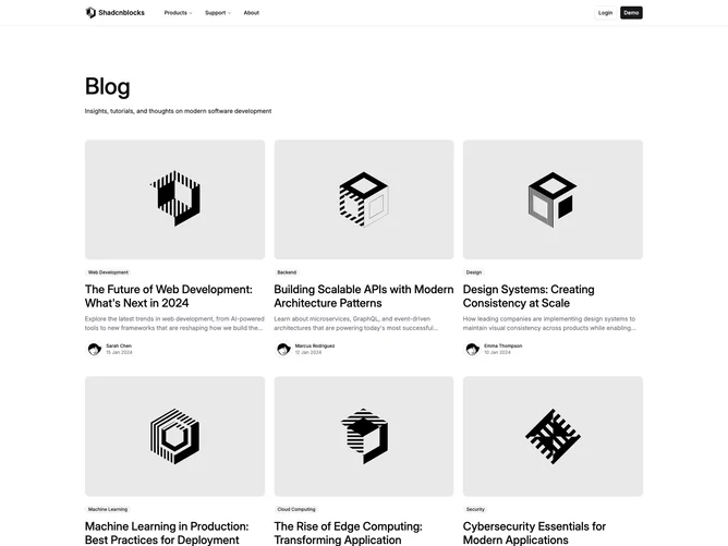 Shadcn Blog Pages