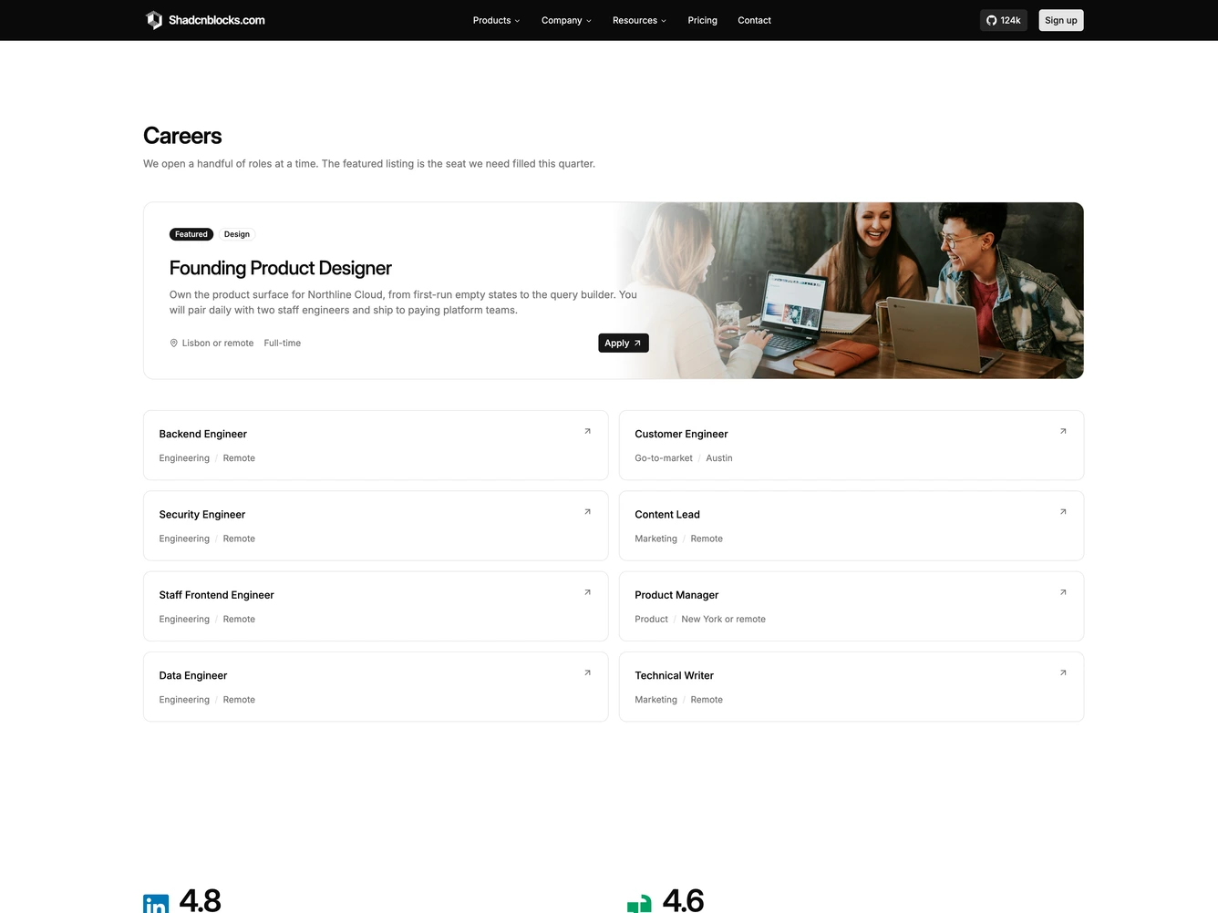 Shadcn Careers Page 5 page