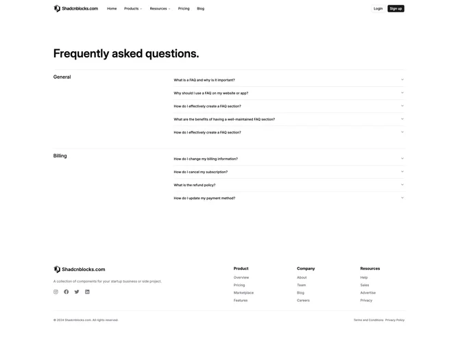 Shadcn Faq Page 2 page