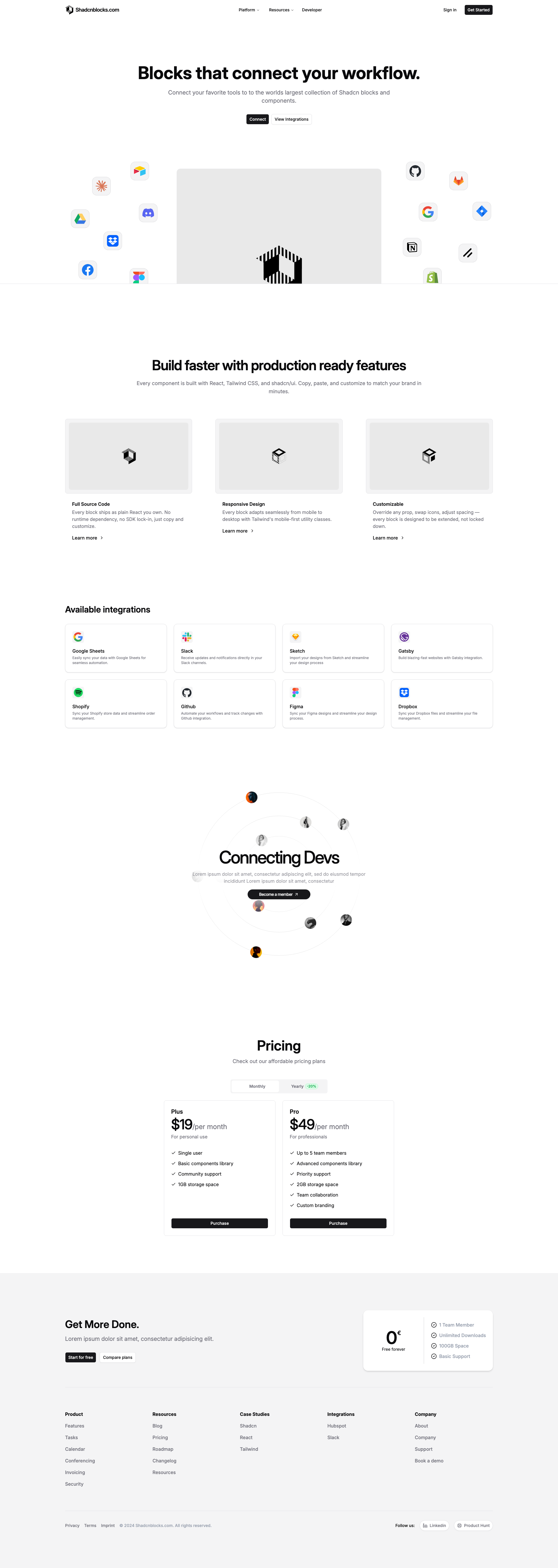 Shadcn Landing Page 15 - Integrations orbit landing with avatar CTA