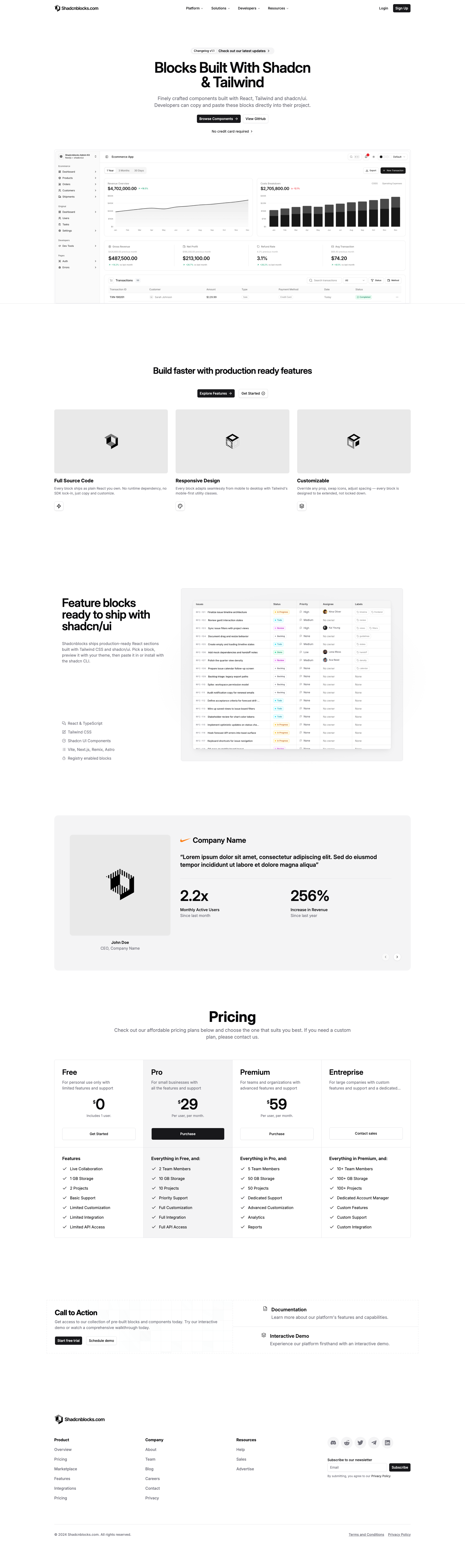 Shadcn Landing Page 5 - Promo pill hero without logo strip