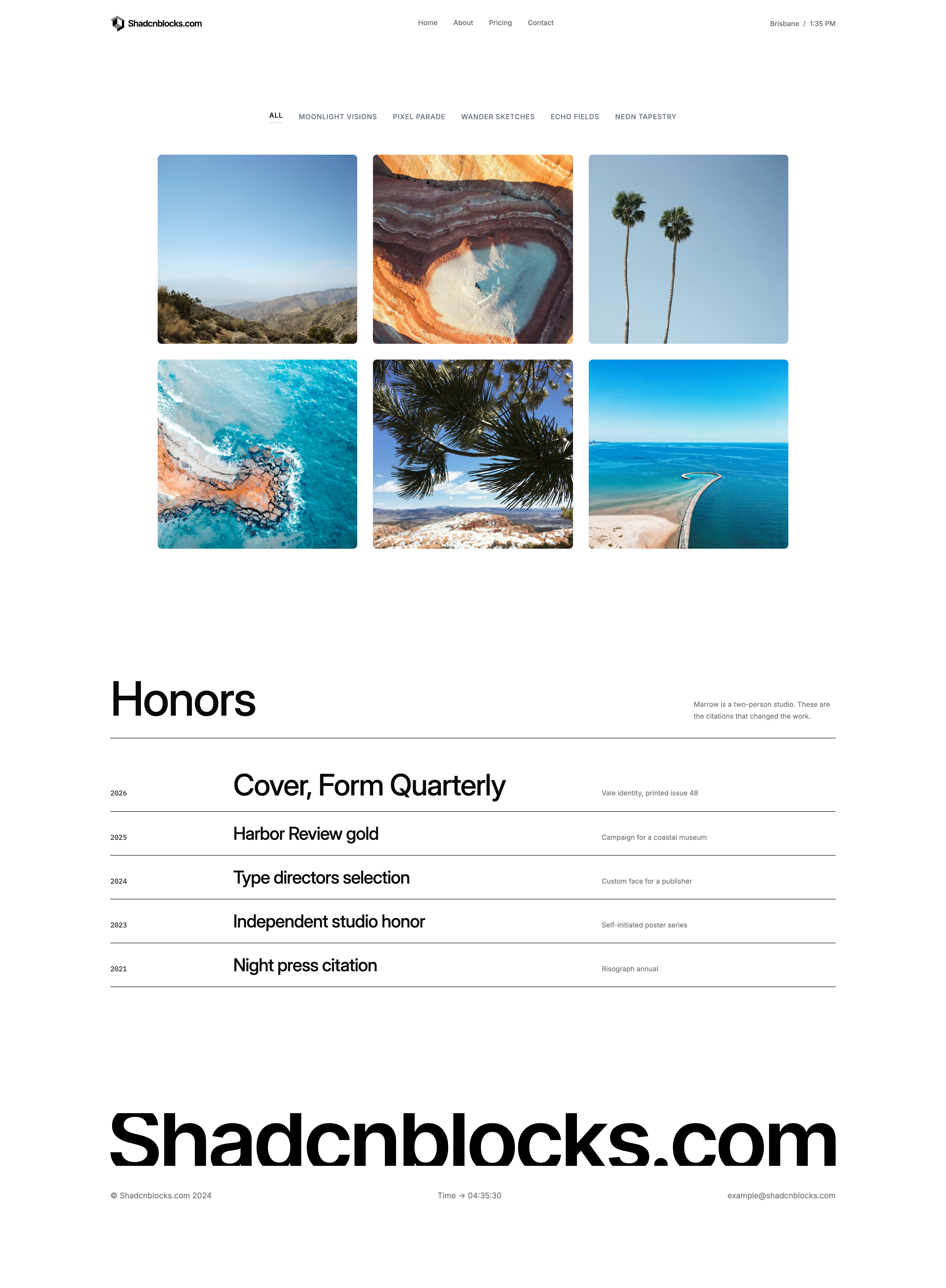 Shadcn Projects Page 3 - Projects page with filterable gallery and honors