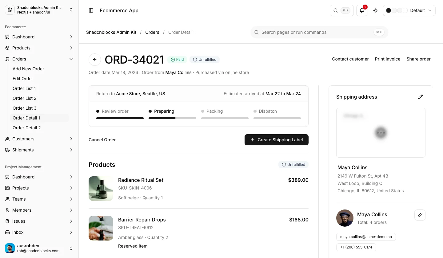 Ecommerce · Order Detail 1