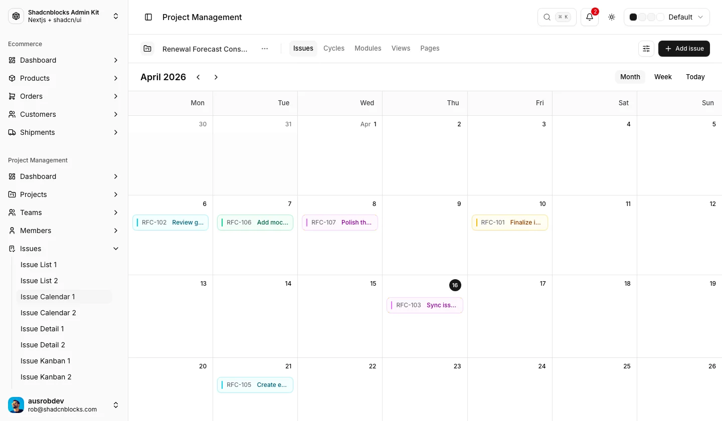 Projects · Issue Calendar 1