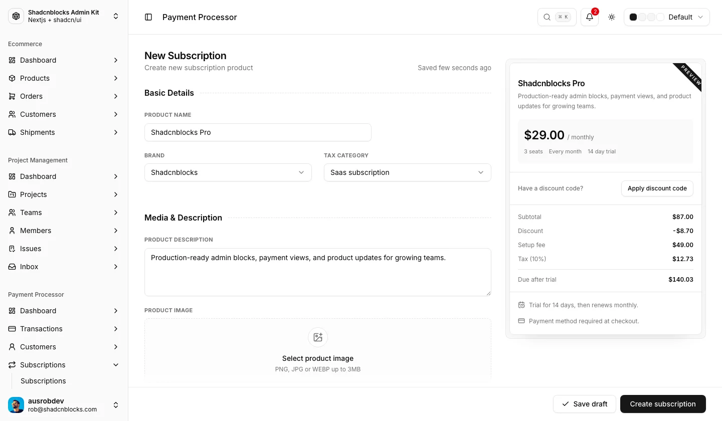 Payments · Create Subscription