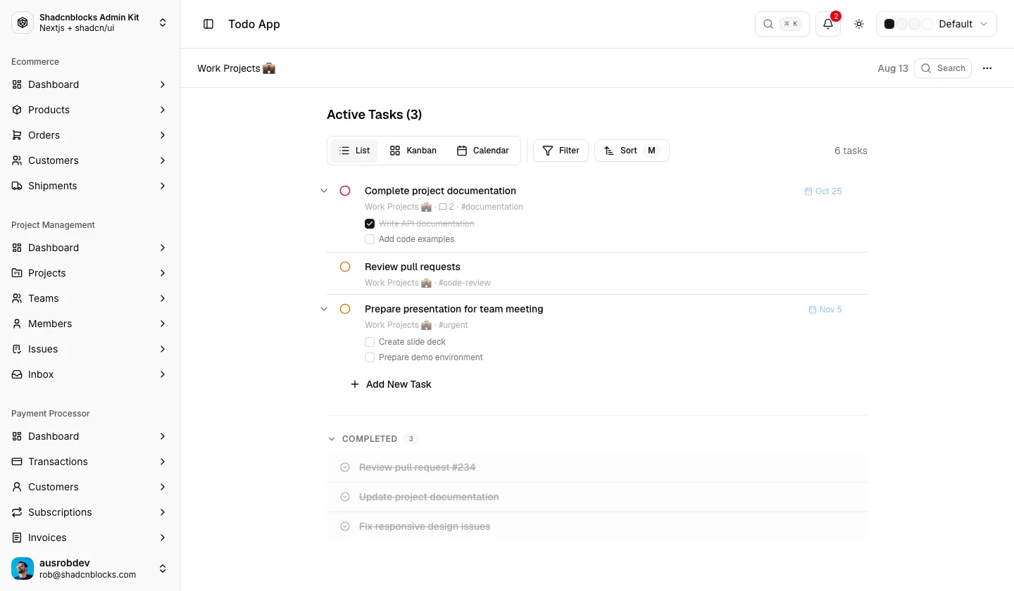 Todo · Work Projects