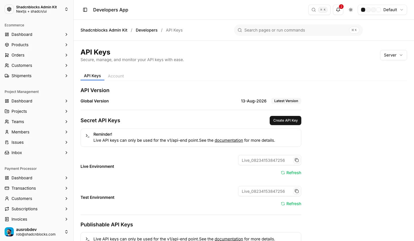 Developers · API Keys