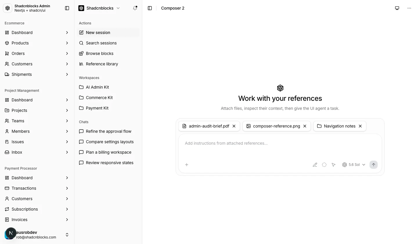 AI · Composer 2 — Shadcn Admin Kit