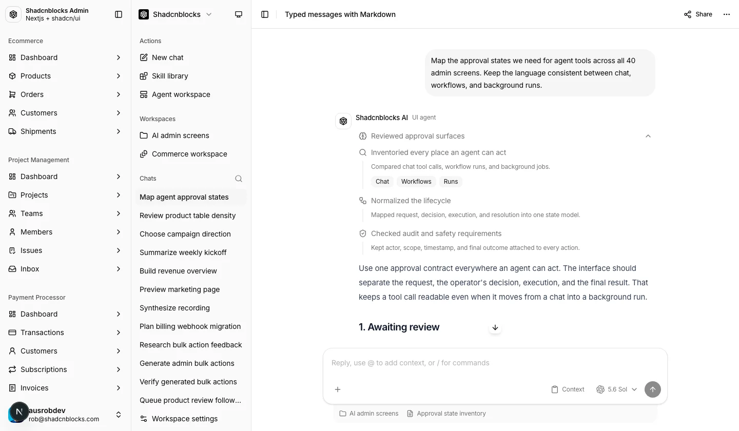 AI · Conversation 1 — Shadcn Admin Kit