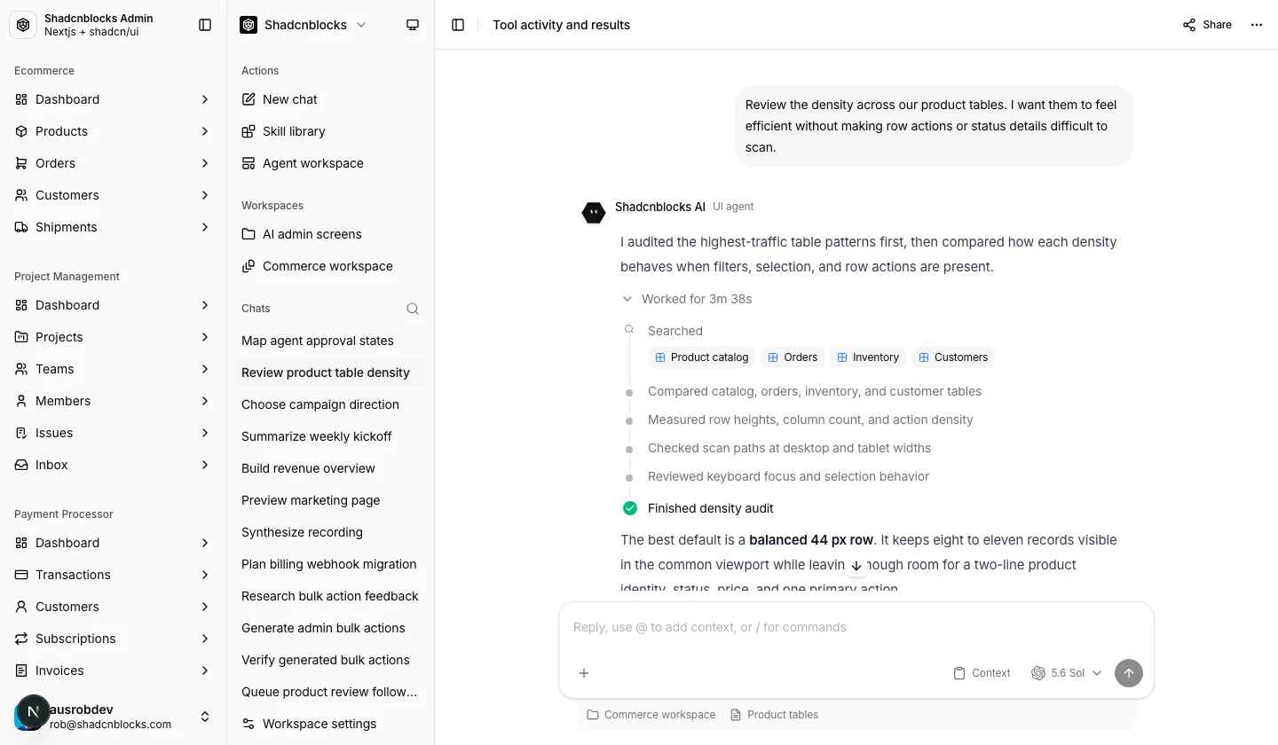 AI · Conversation 2 — Shadcn Admin Kit