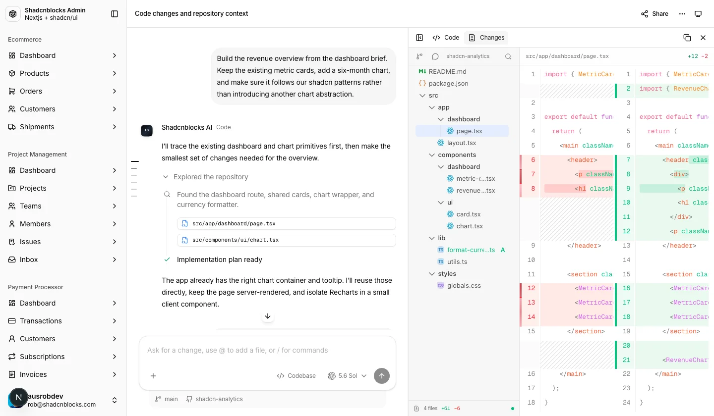 AI · Conversation 5 — Shadcn Admin Kit