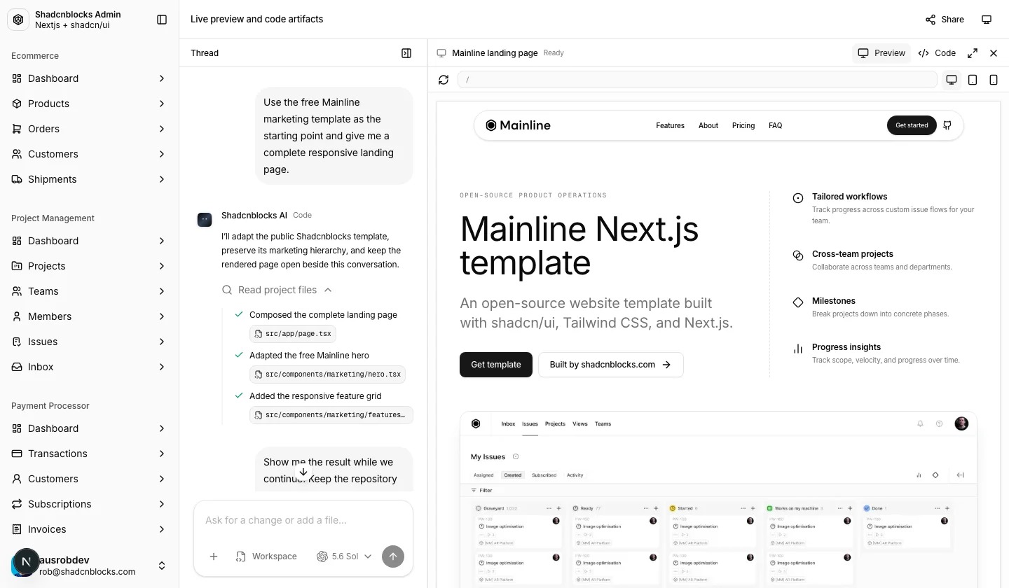 AI · Conversation 7 — Shadcn Admin Kit