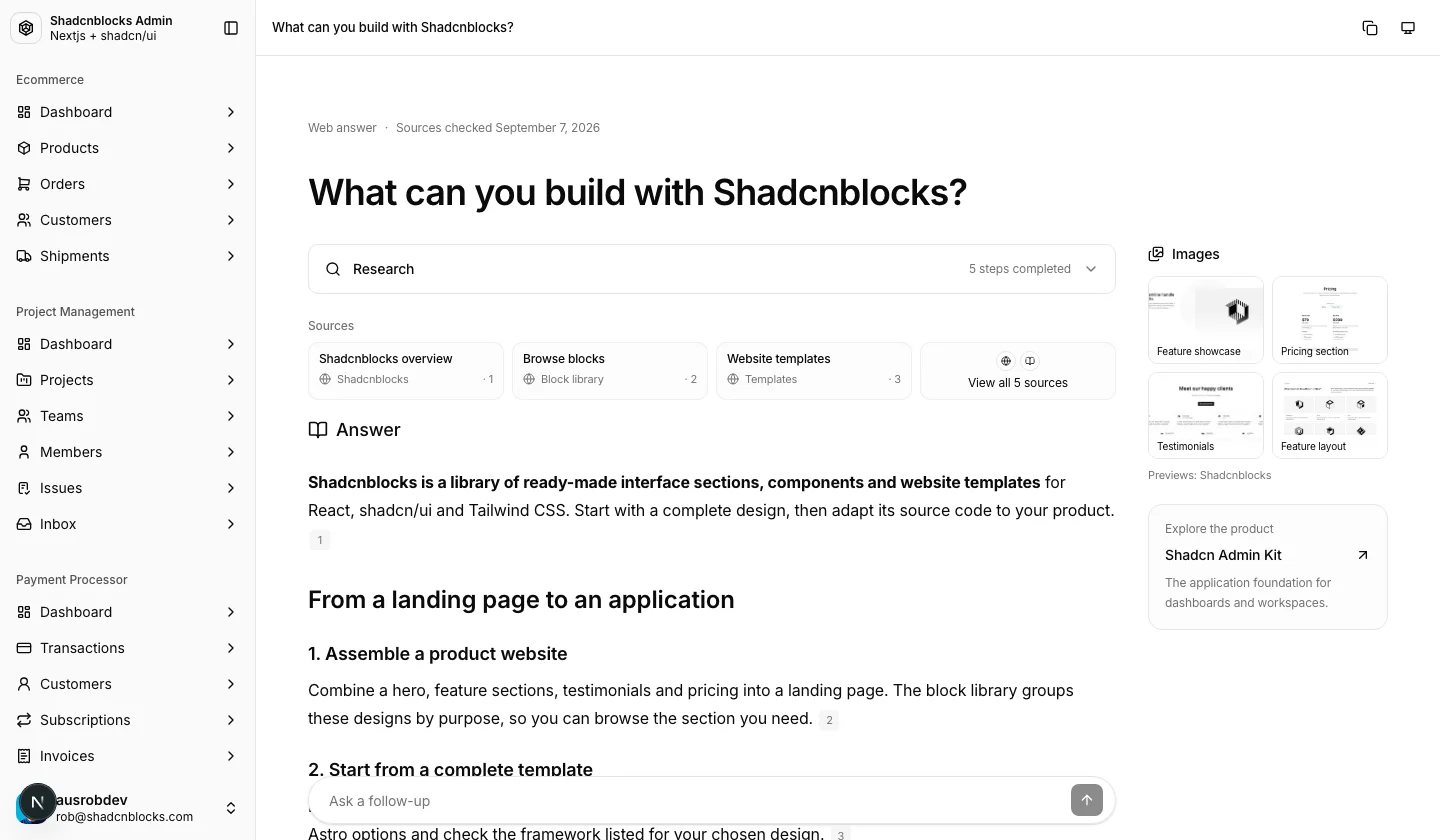 AI · Conversation 22 — Shadcn Admin Kit