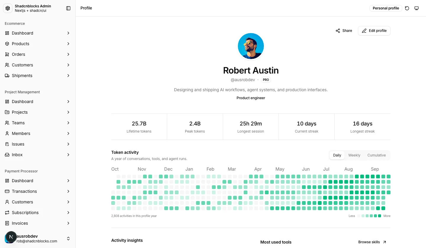 AI · Profile — Shadcn Admin Kit
