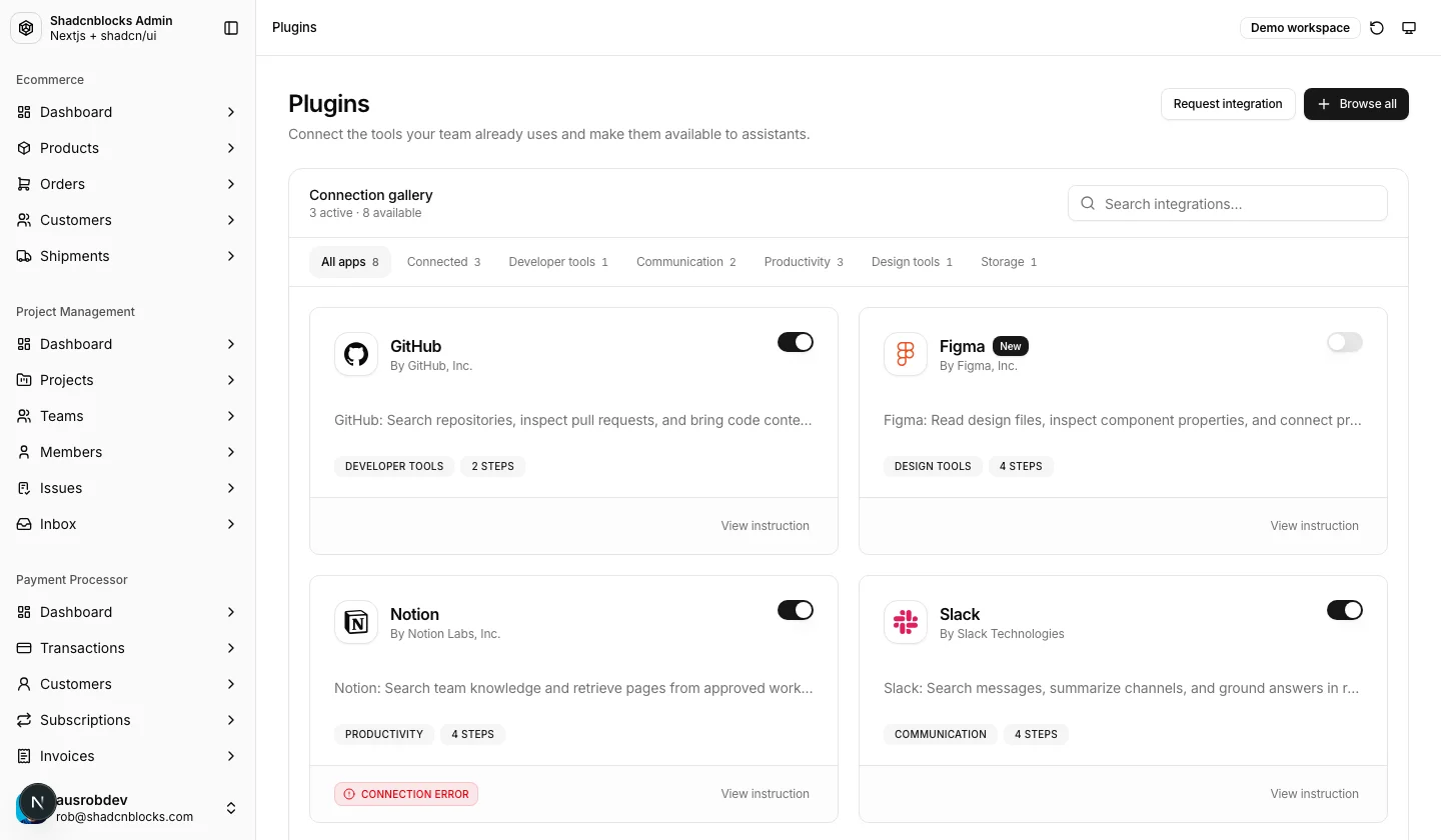 AI · Plugins — Shadcn Admin Kit