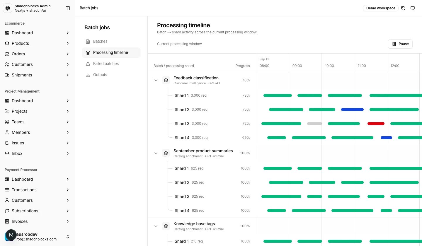 AI · Batch jobs — Shadcn Admin Kit