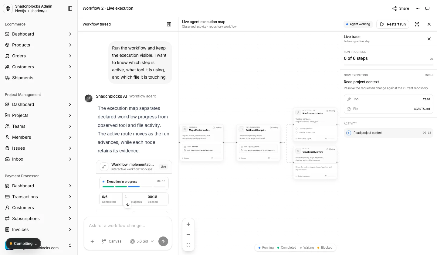 AI · Workflow 2 — Shadcn Admin Kit