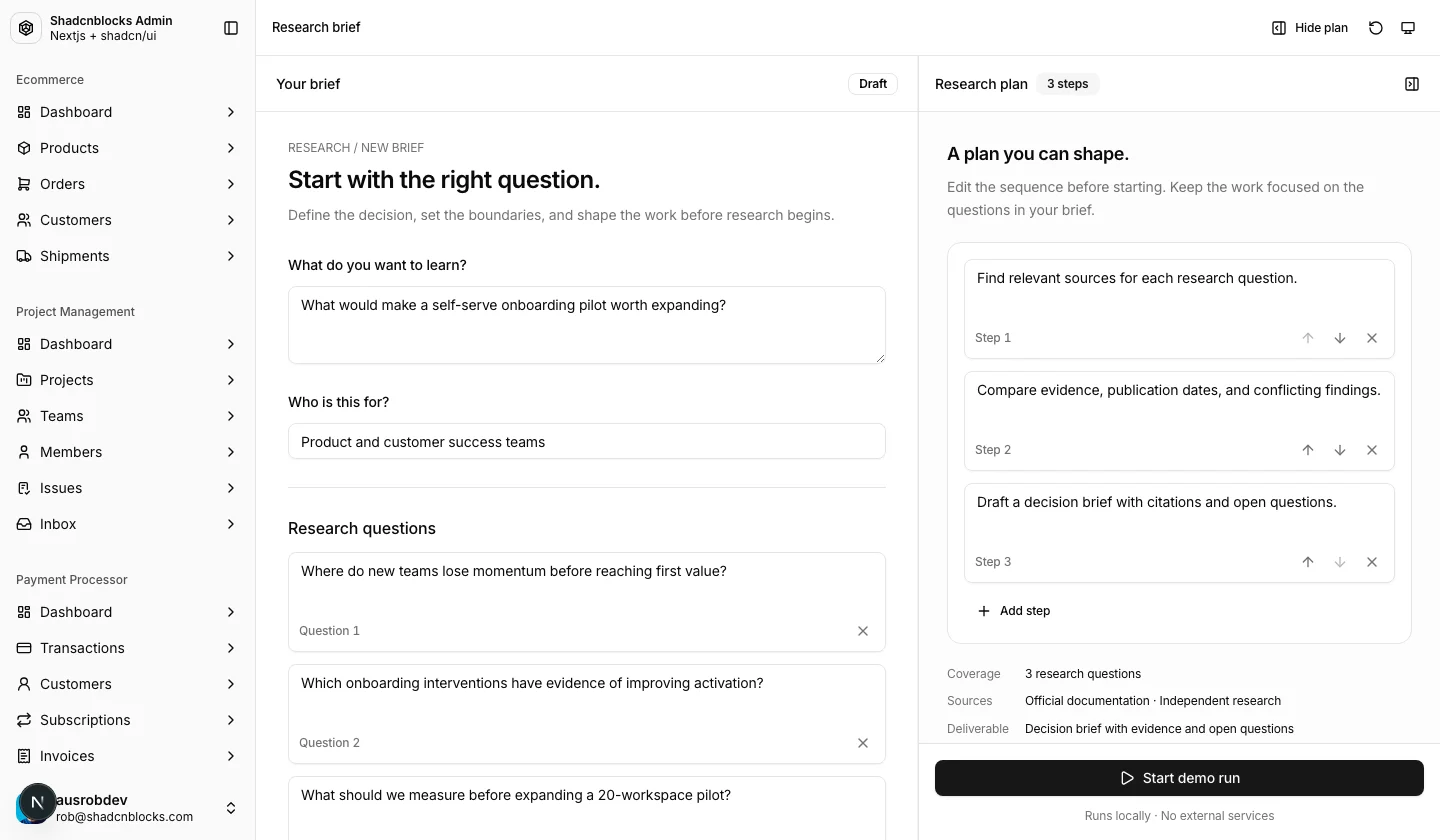 AI · Research 1 — Shadcn Admin Kit
