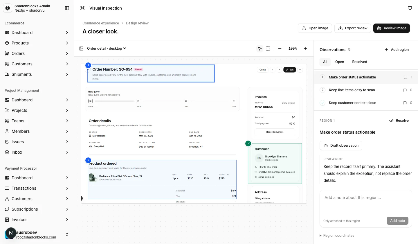 AI · Visual inspection — Shadcn Admin Kit