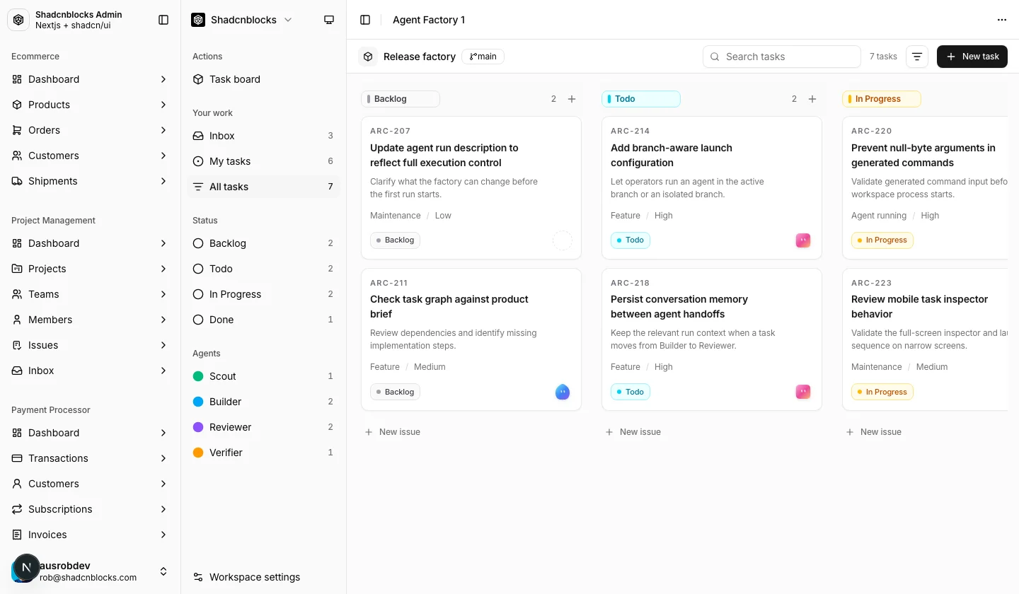 AI · Agent Factory 1 — Shadcn Admin Kit