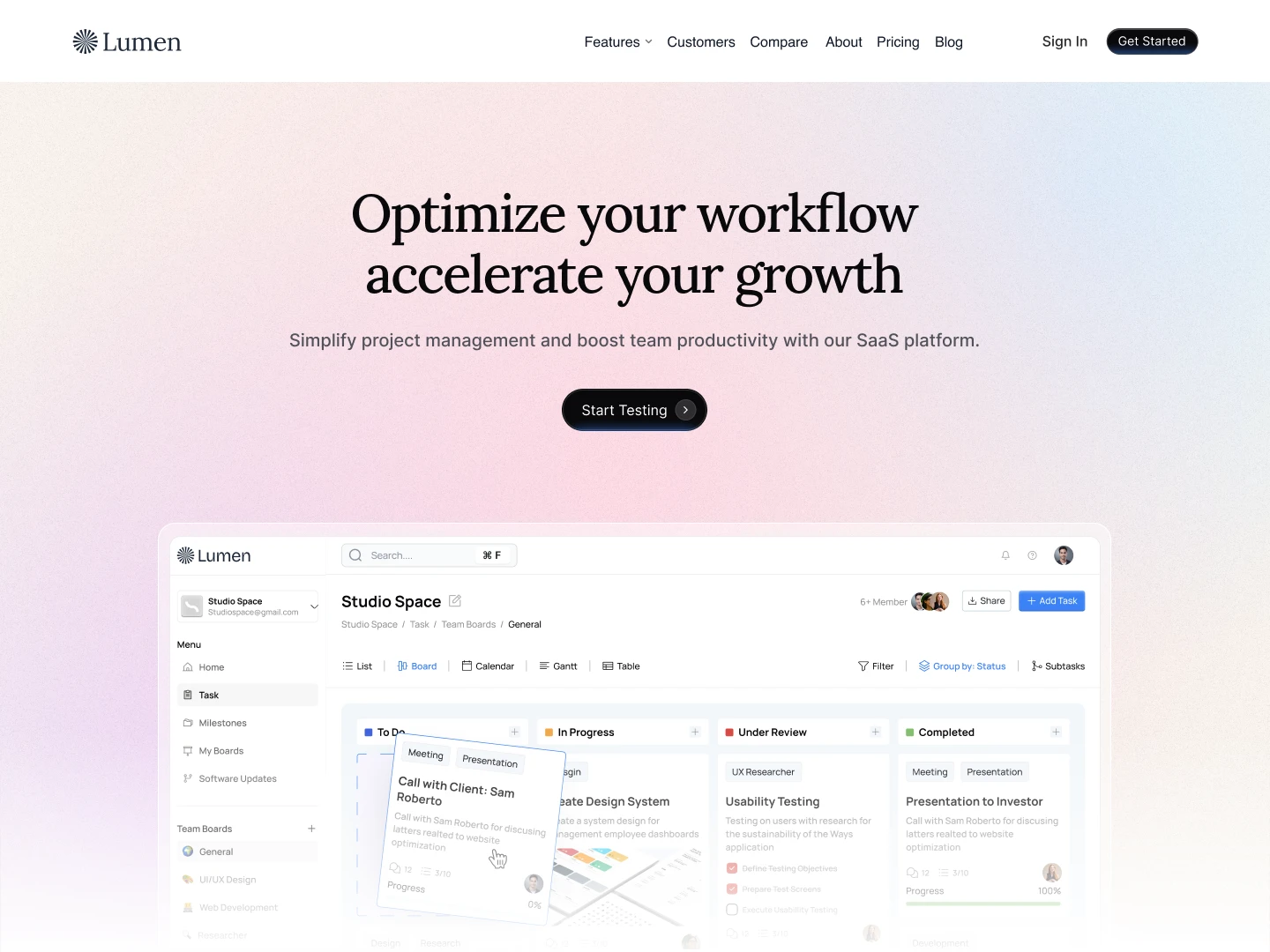 Lumen Website Screenshot 1